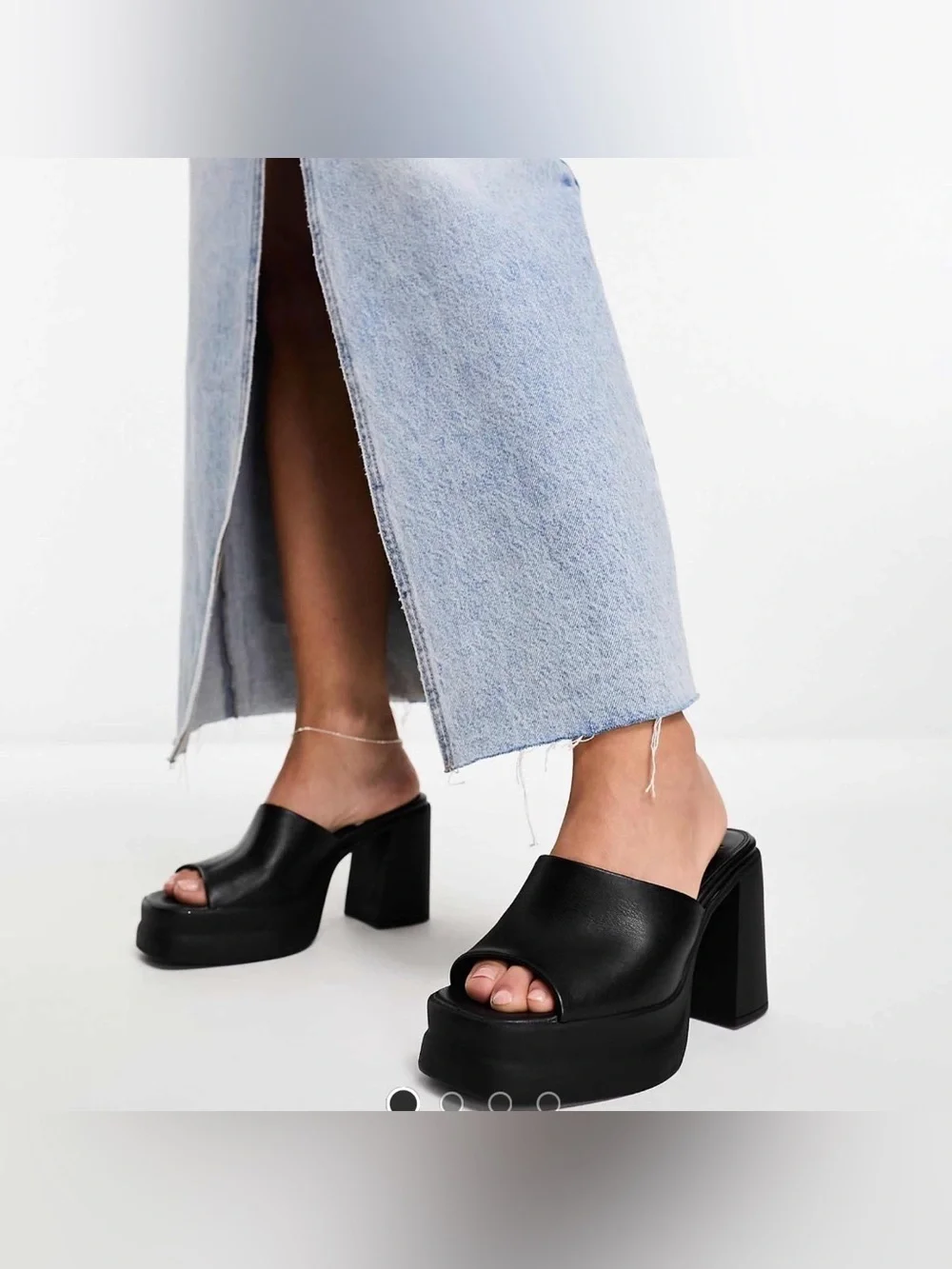 NWOT wide fit chunky platform high heel black mules-size 7